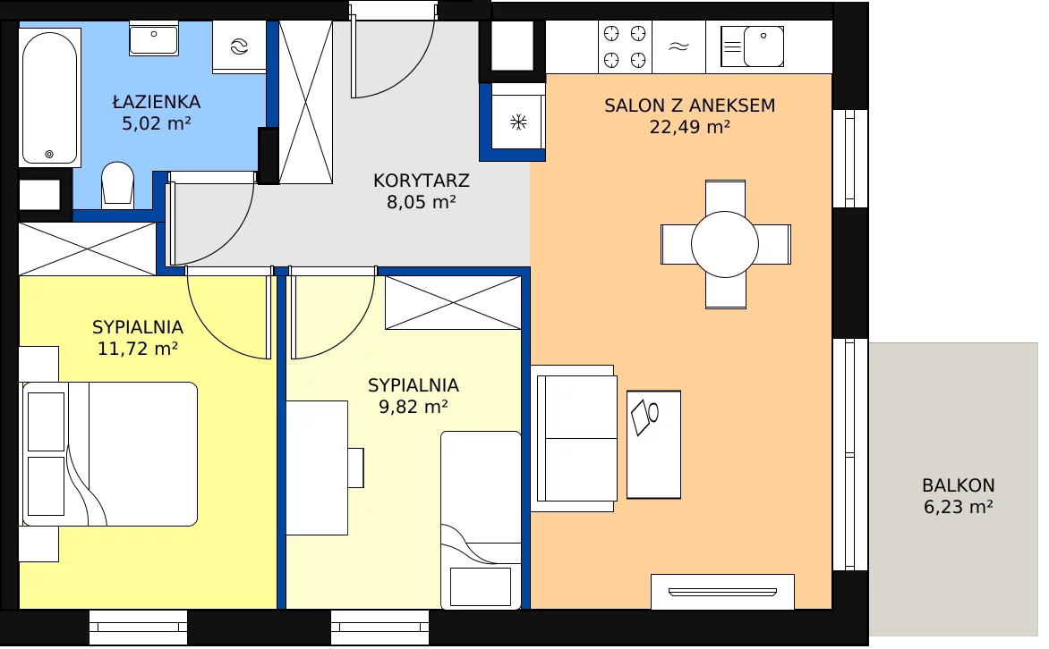 Zalety mieszkania 57 m², E_19