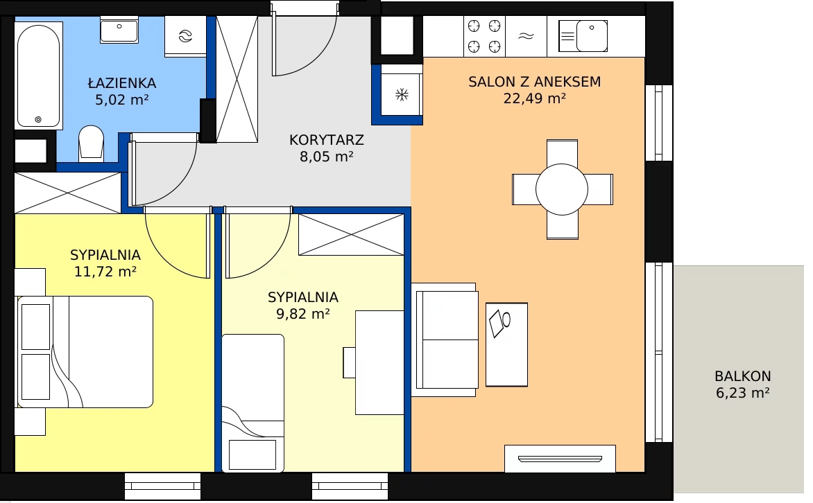 Zalety mieszkania 56.96 m², E_27