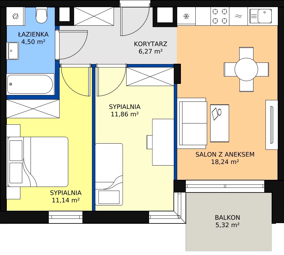 Zalety mieszkania 51.88 m², E_29