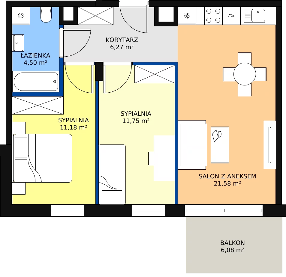 Zalety mieszkania 55.06 m², E_30