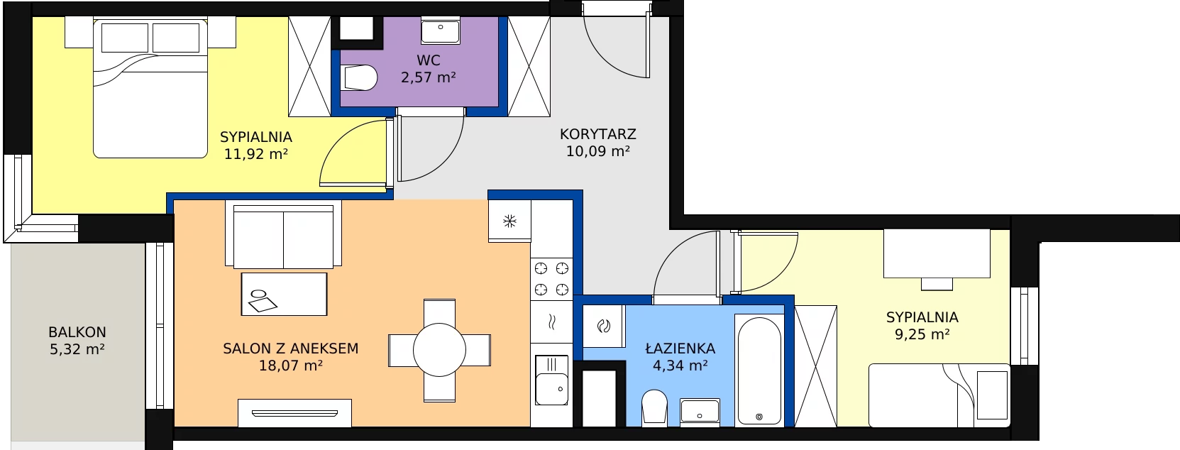 Zalety mieszkania 55.83 m², E_31