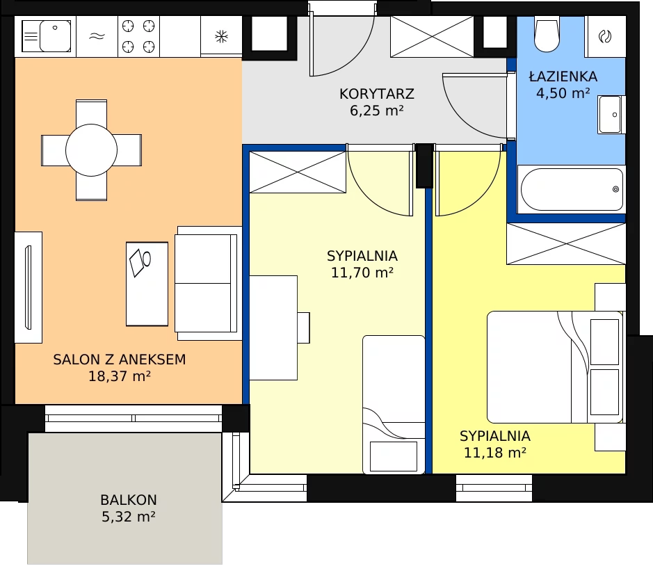 Zalety mieszkania 51.37 m², E_37