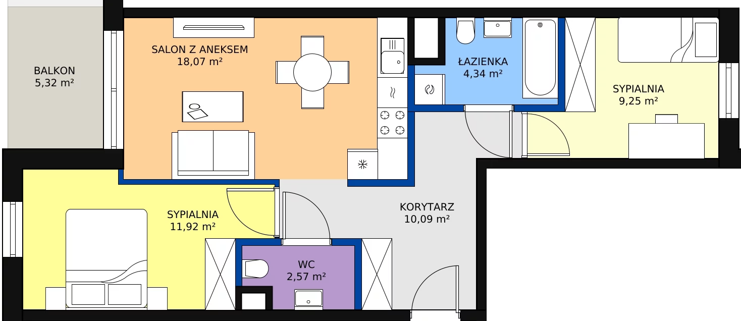 Zalety mieszkania 55.7 m², E_42