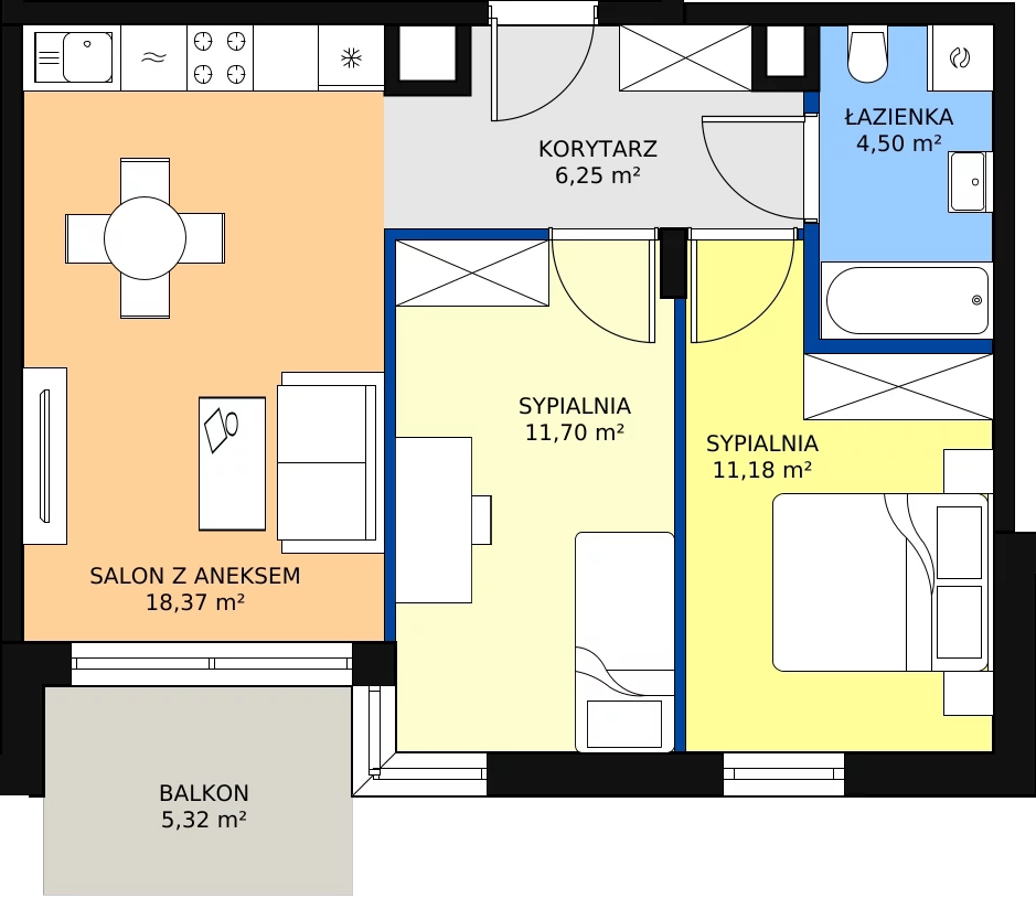 Zalety mieszkania 51.51 m², E_43