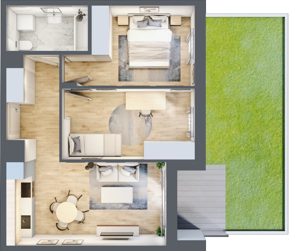 3 pokoje, mieszkanie 49,45 m², parter, oferta nr E_46, 3 Ogrody, Zamienie, ul. Anyżkowa