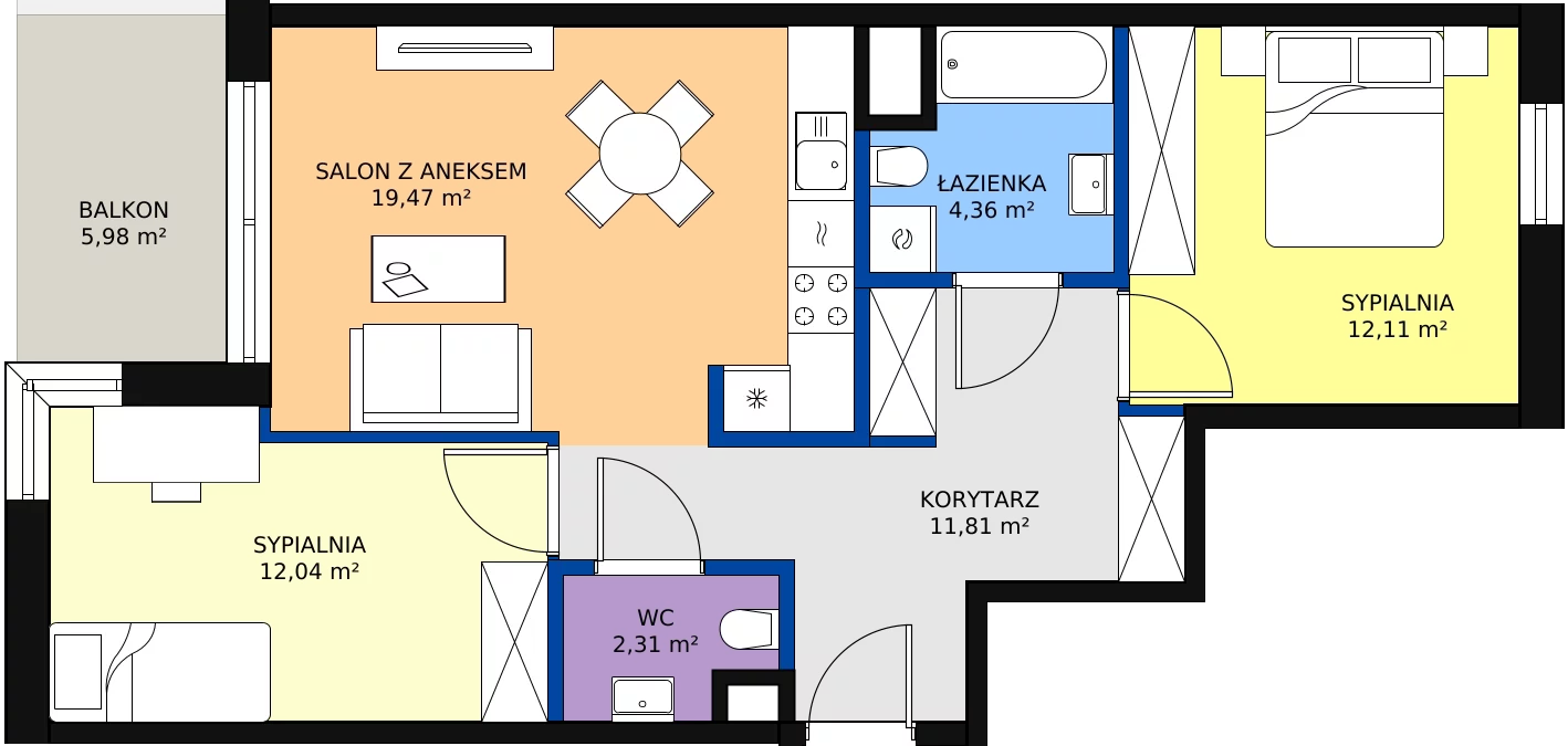 Zalety mieszkania 61.78 m², E_56