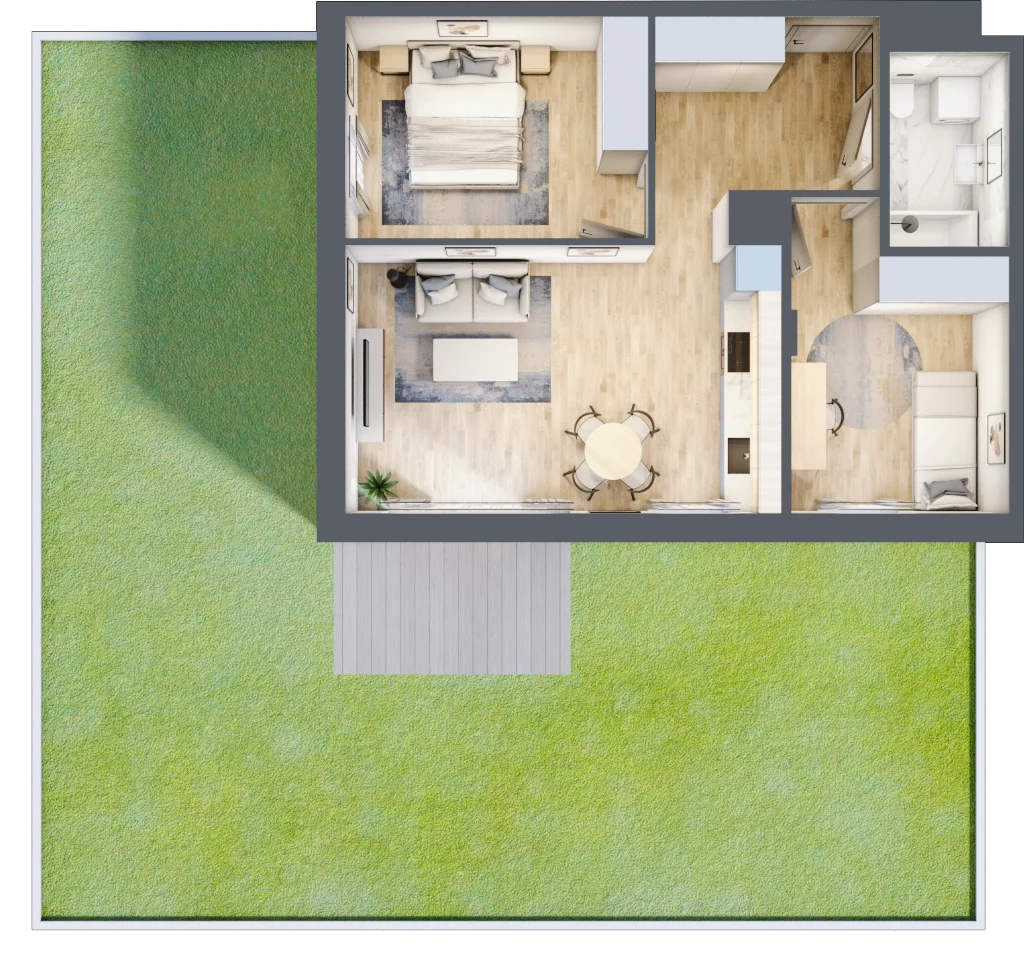 3 pokoje, mieszkanie 54,55 m², parter, oferta nr E_62, 3 Ogrody, Zamienie, ul. Anyżkowa