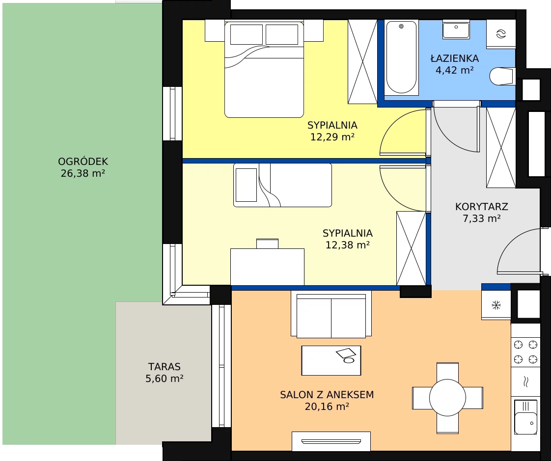 Zalety mieszkania 56.33 m², F_9
