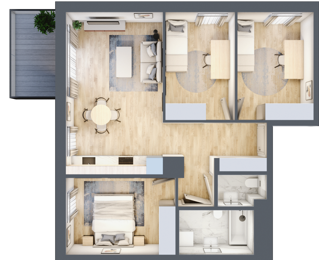 Mieszkanie 66,42 m², piętro 1, oferta nr F_12, 3 Ogrody, Zamienie, ul. Waniliowa