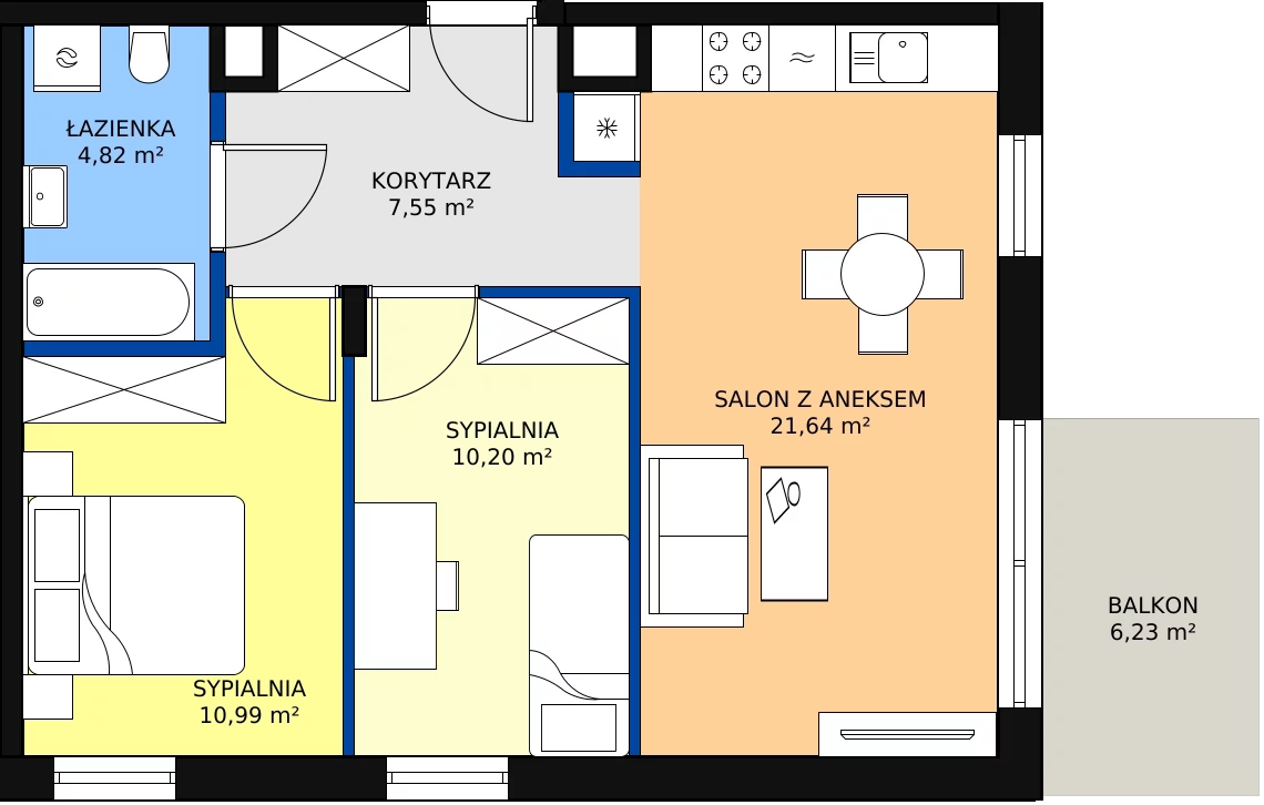 Zalety mieszkania 55.2 m², F_24