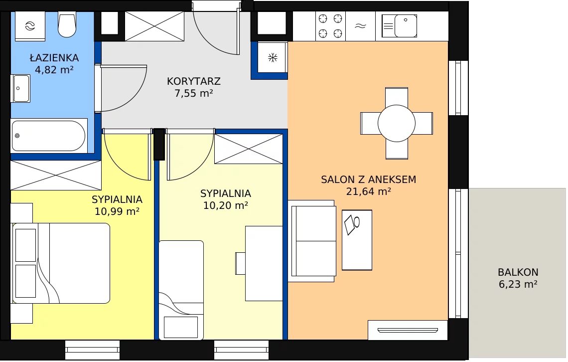 Zalety mieszkania 54.82 m², F_35