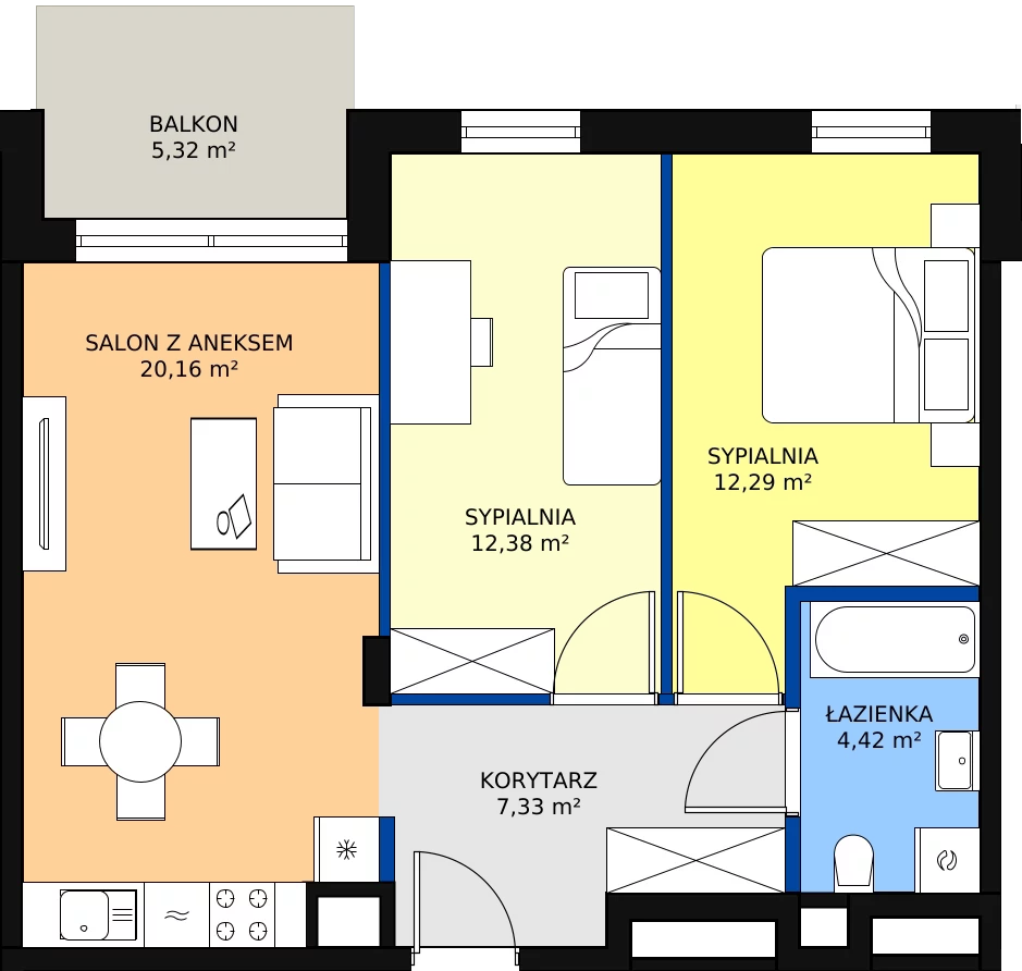 Zalety mieszkania 56.58 m², F_42