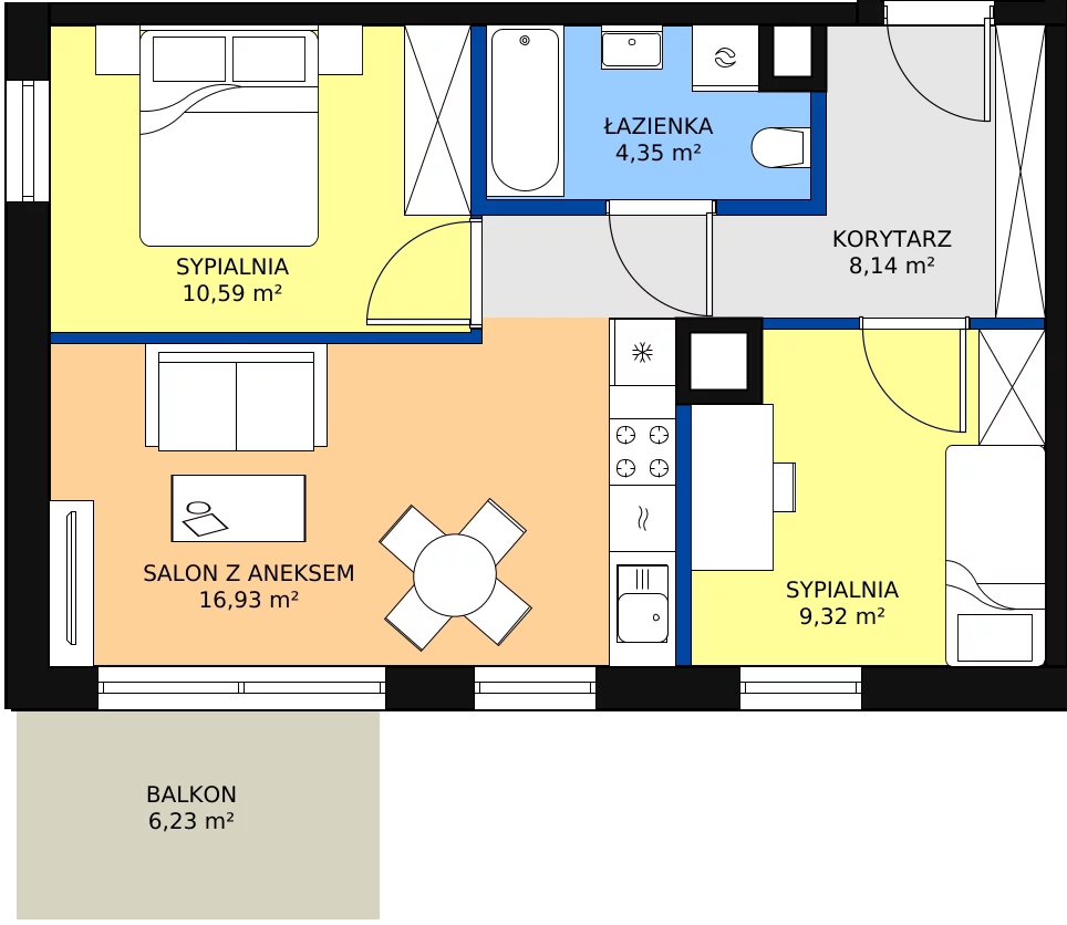 Zalety mieszkania 49.19 m², G_11