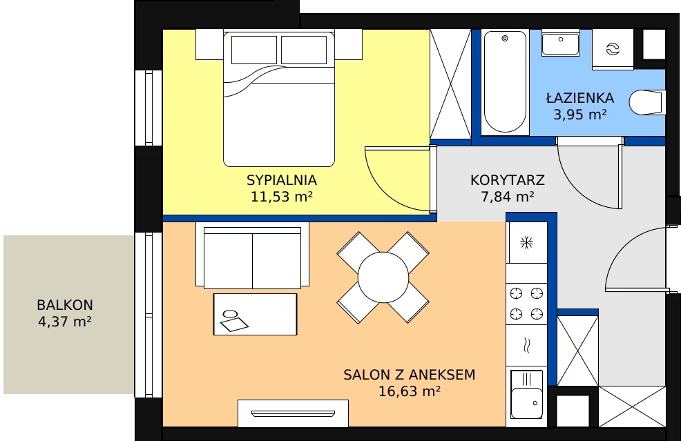 Zalety mieszkania 39.81 m², G_13