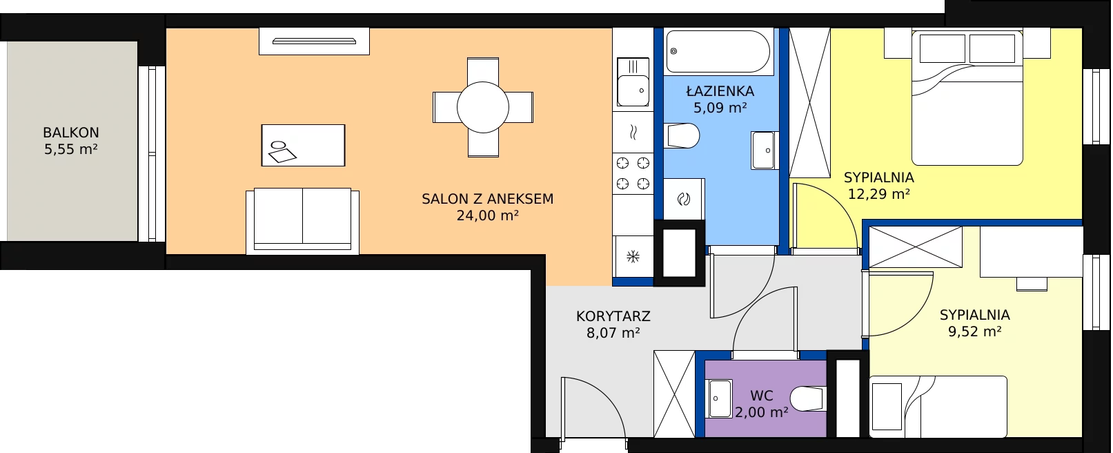 Zalety mieszkania 60.71 m², G_14