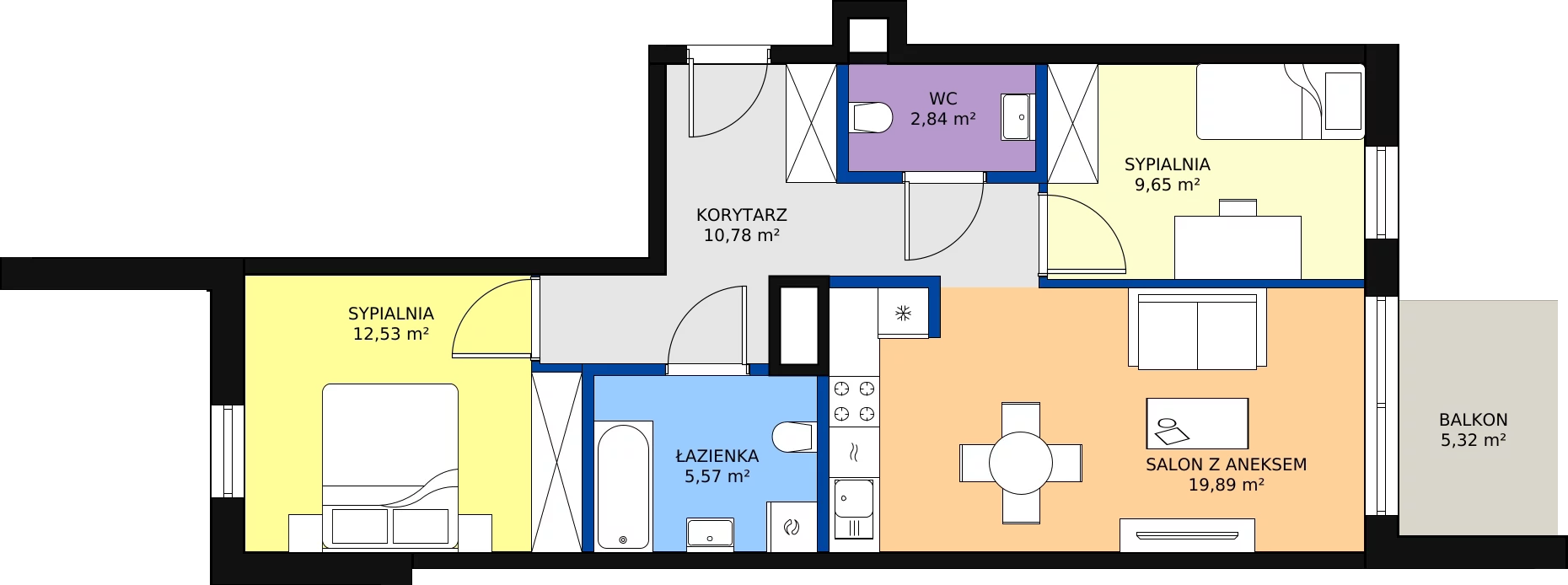Zalety mieszkania 60.82 m², G_24