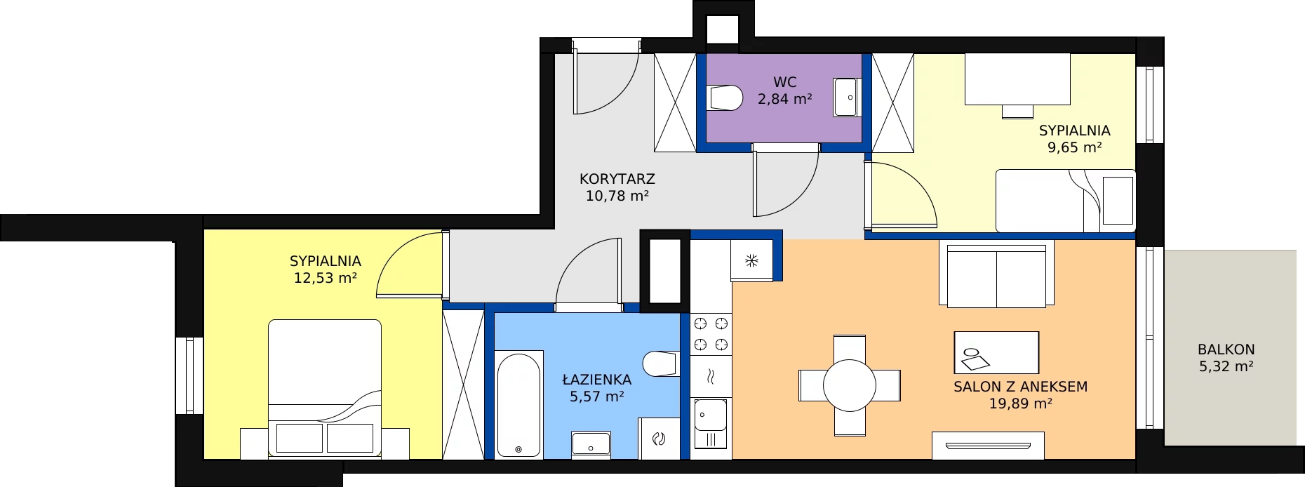 Zalety mieszkania 60.7 m², G_29