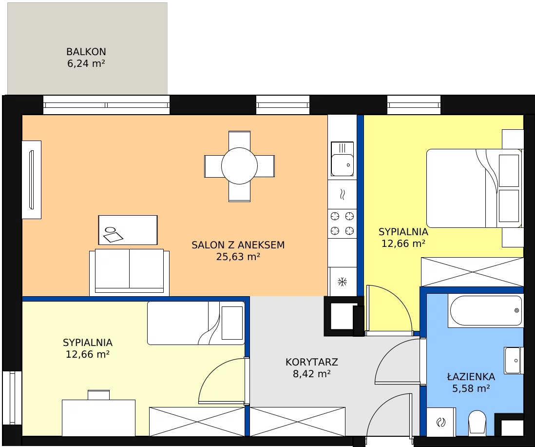 Zalety mieszkania 64.6 m², G_33