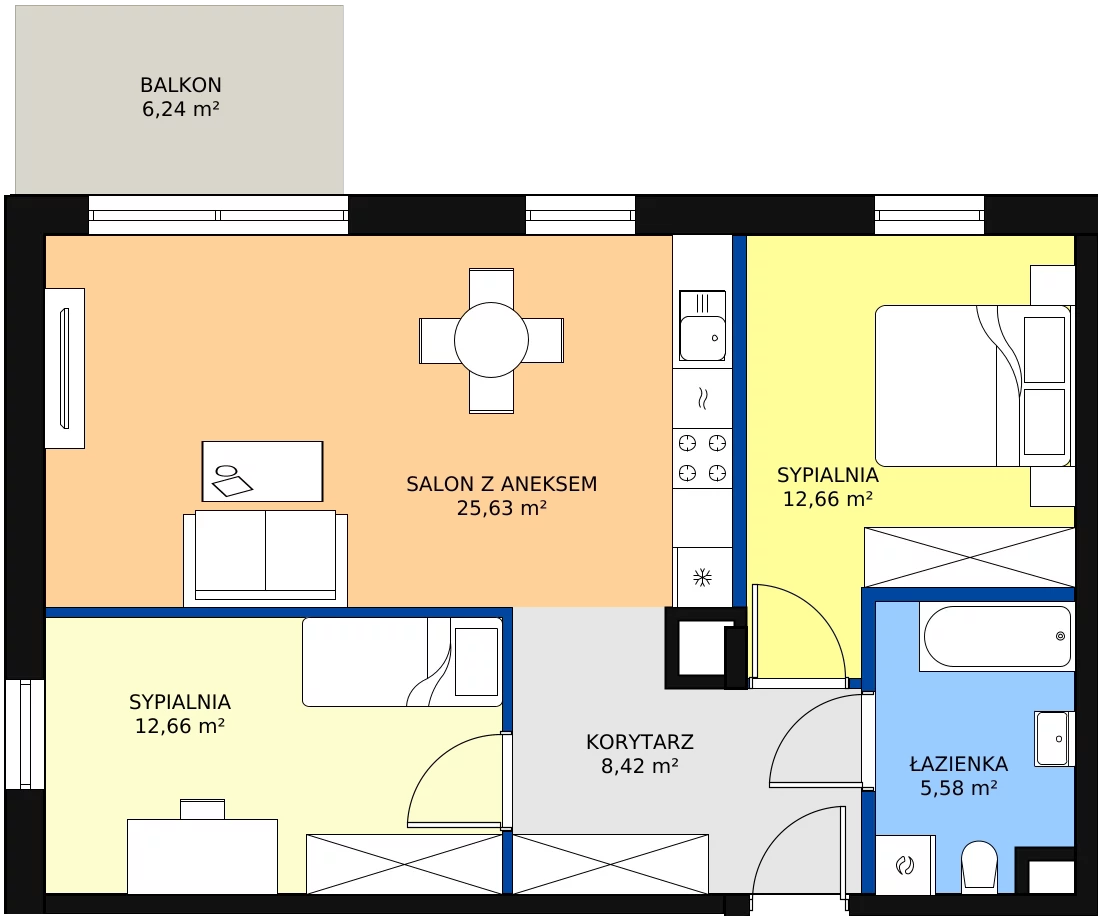 Zalety mieszkania 64.7 m², G_38