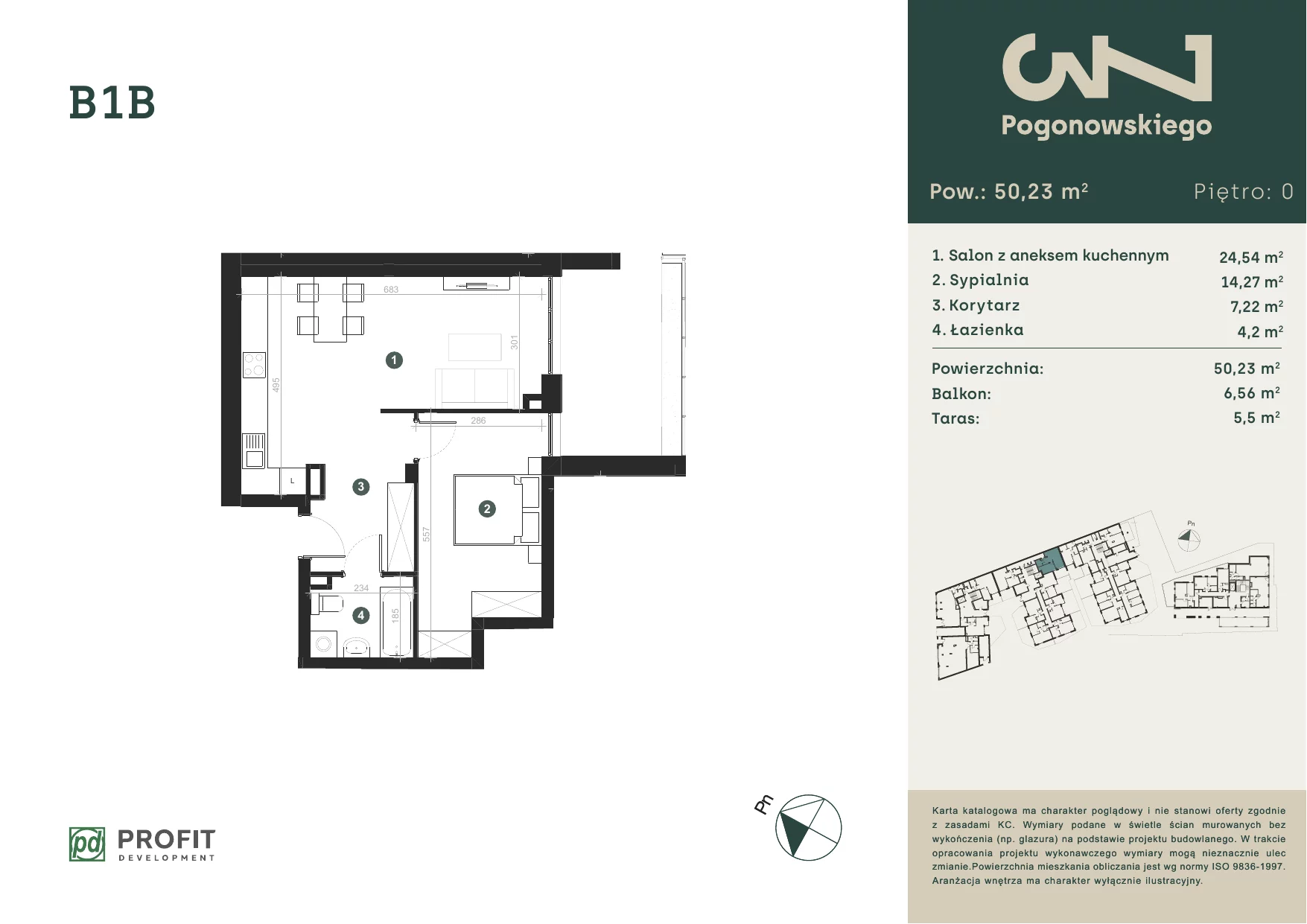 Mieszkanie 49,94 m², parter, oferta nr POGO/B/1B, Pogonowskiego 73, Łódź, Polesie, Stare Polesie, ul. Pogonowskiego 73