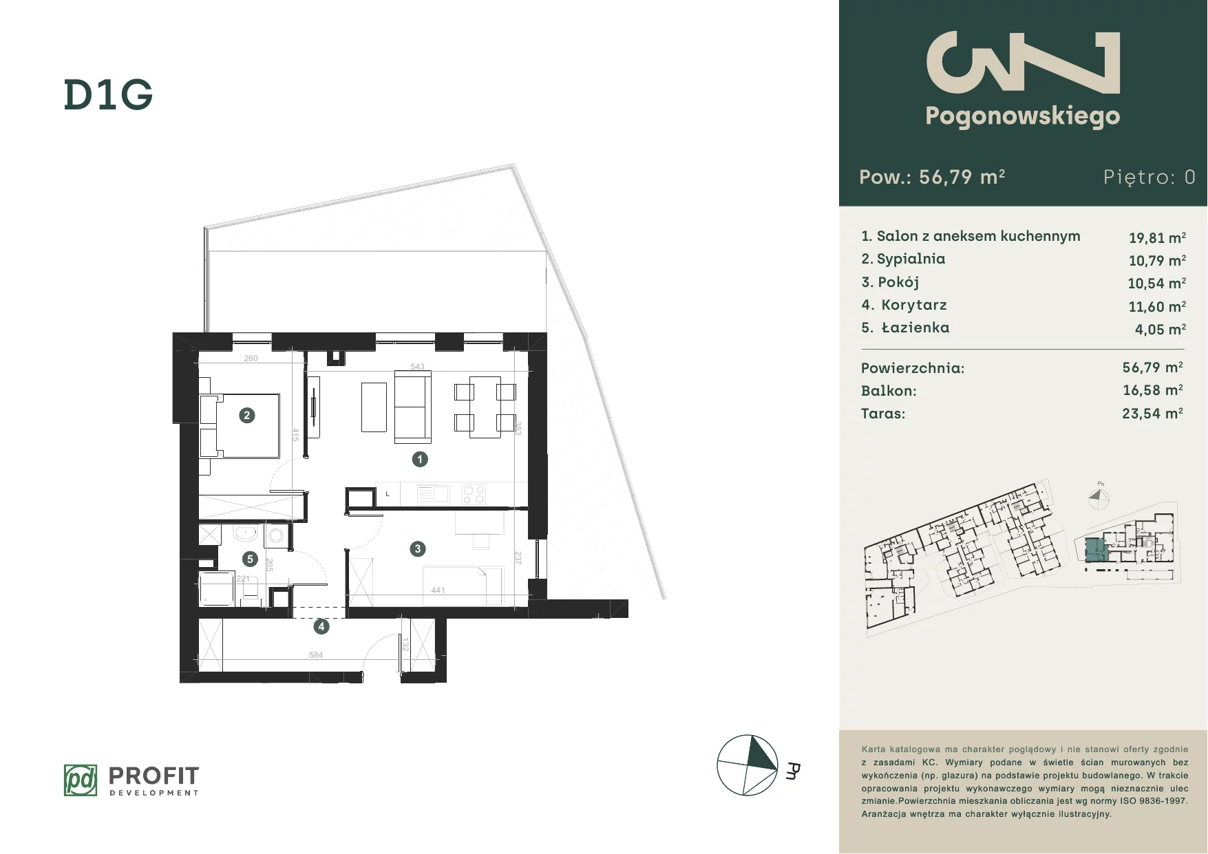 3 pokoje, mieszkanie 56,86 m², parter, oferta nr POGO/D/1G, Pogonowskiego 73, Łódź, Polesie, Stare Polesie, ul. Pogonowskiego 73