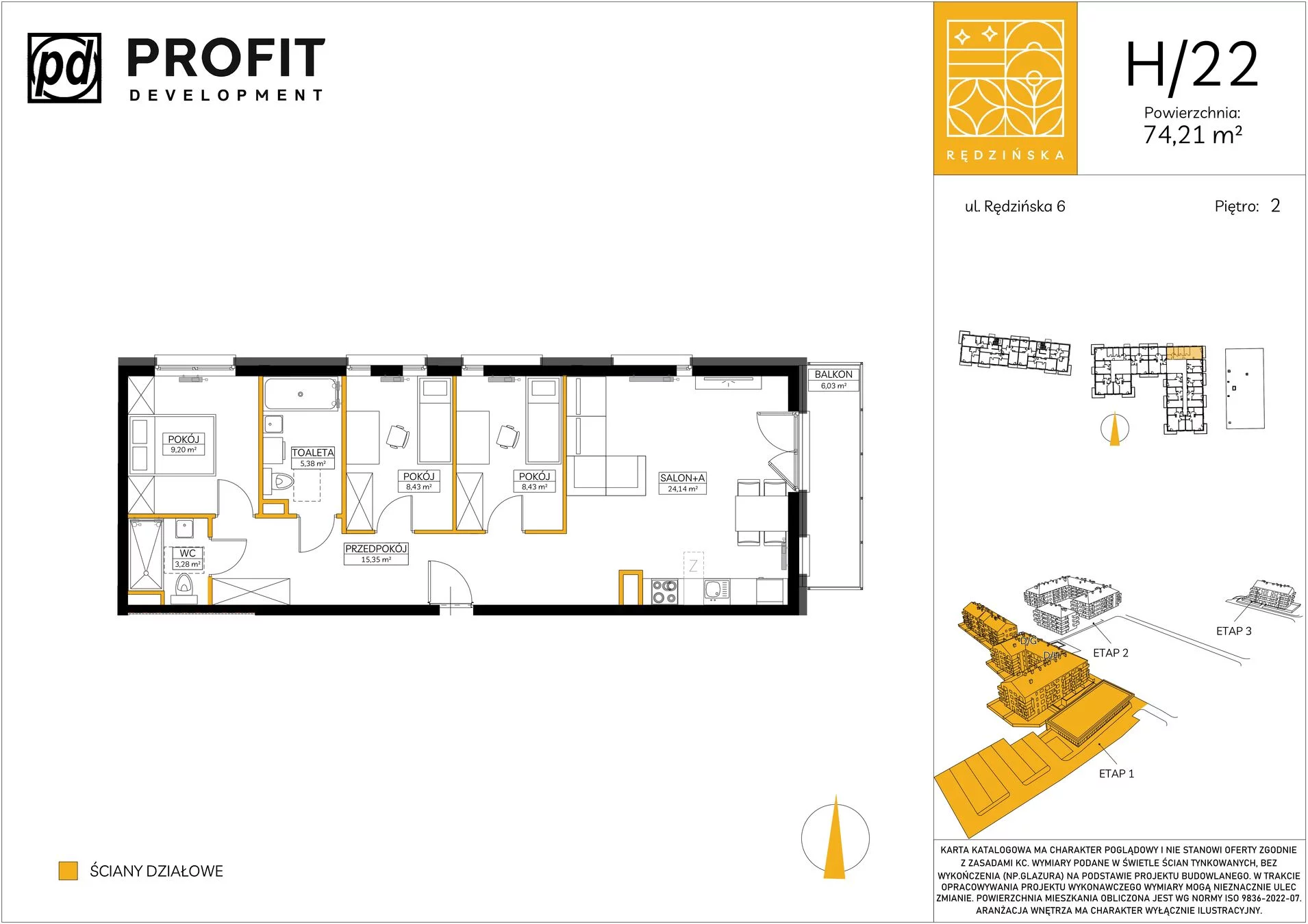 4 pokoje, mieszkanie 73,36 m², piętro 2, oferta nr RD1/H/22, Rędzińska, Wrocław, Maślice, ul. Rędzińska