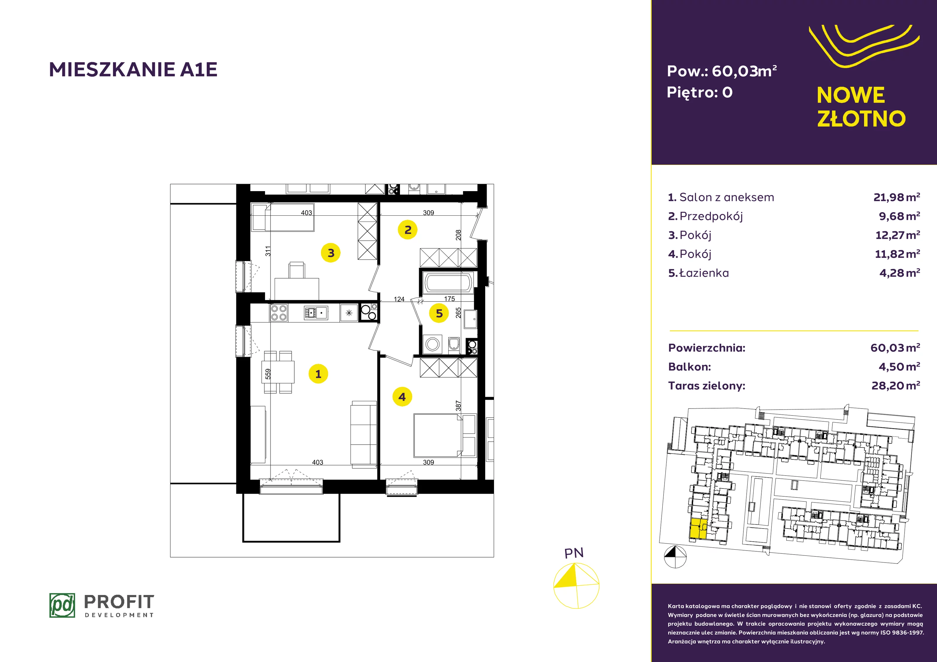 Mieszkanie 60,03 m², parter, oferta nr A-1E, Nowe Złotno, Łódź, Polesie, Złotno, ul. Traktorowa 24