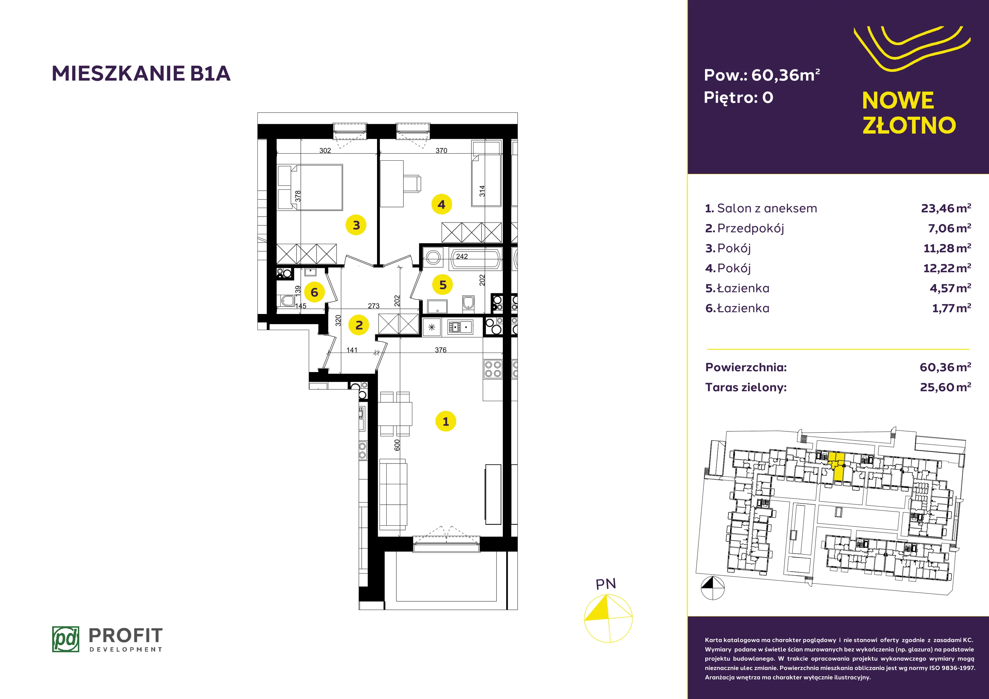 Mieszkanie 60,40 m², parter, oferta nr B-1A, Nowe Złotno, Łódź, Polesie, Złotno, ul. Traktorowa 24