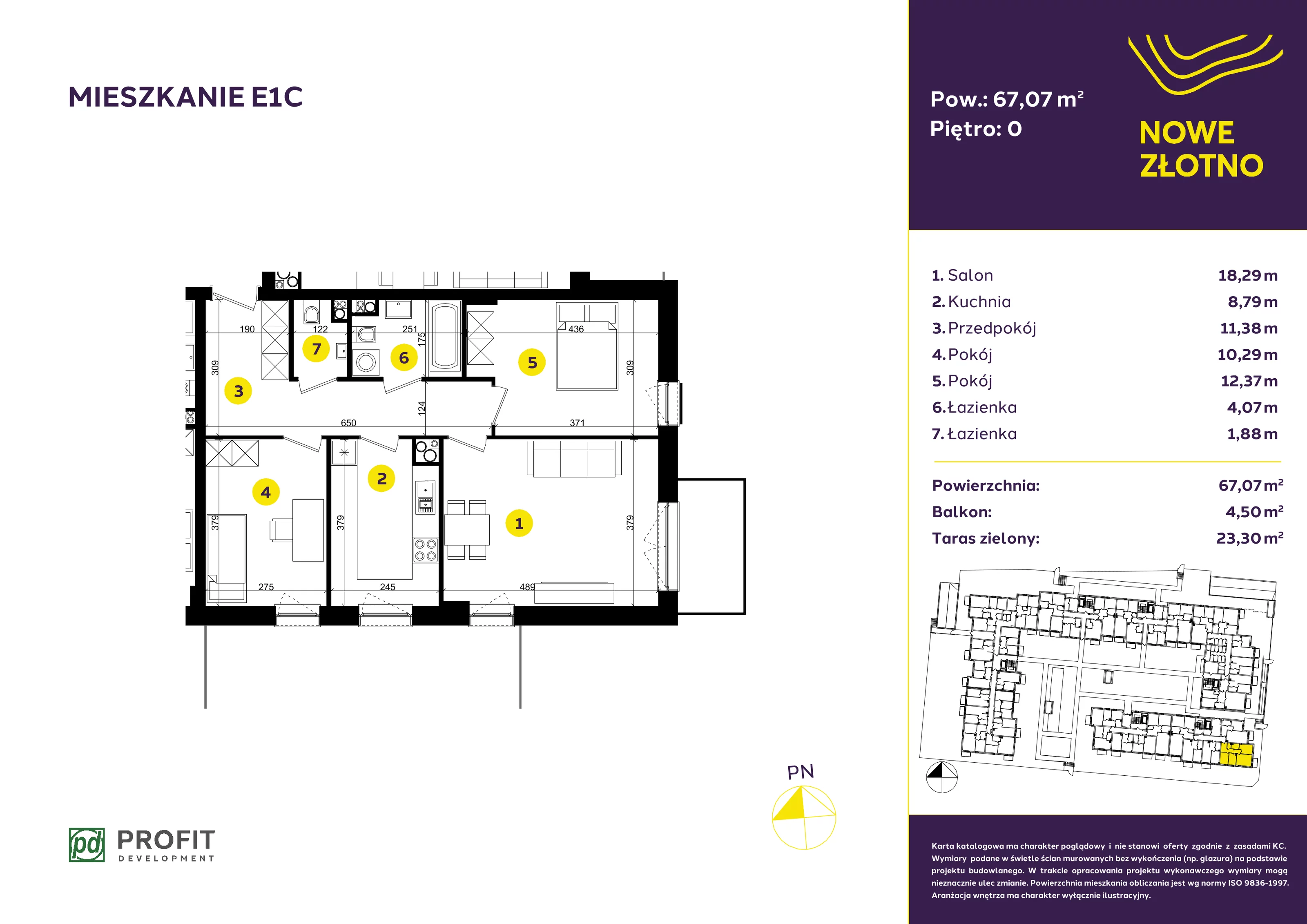 Mieszkanie 67,11 m², parter, oferta nr E-1C, Nowe Złotno, Łódź, Polesie, Złotno, ul. Traktorowa 24