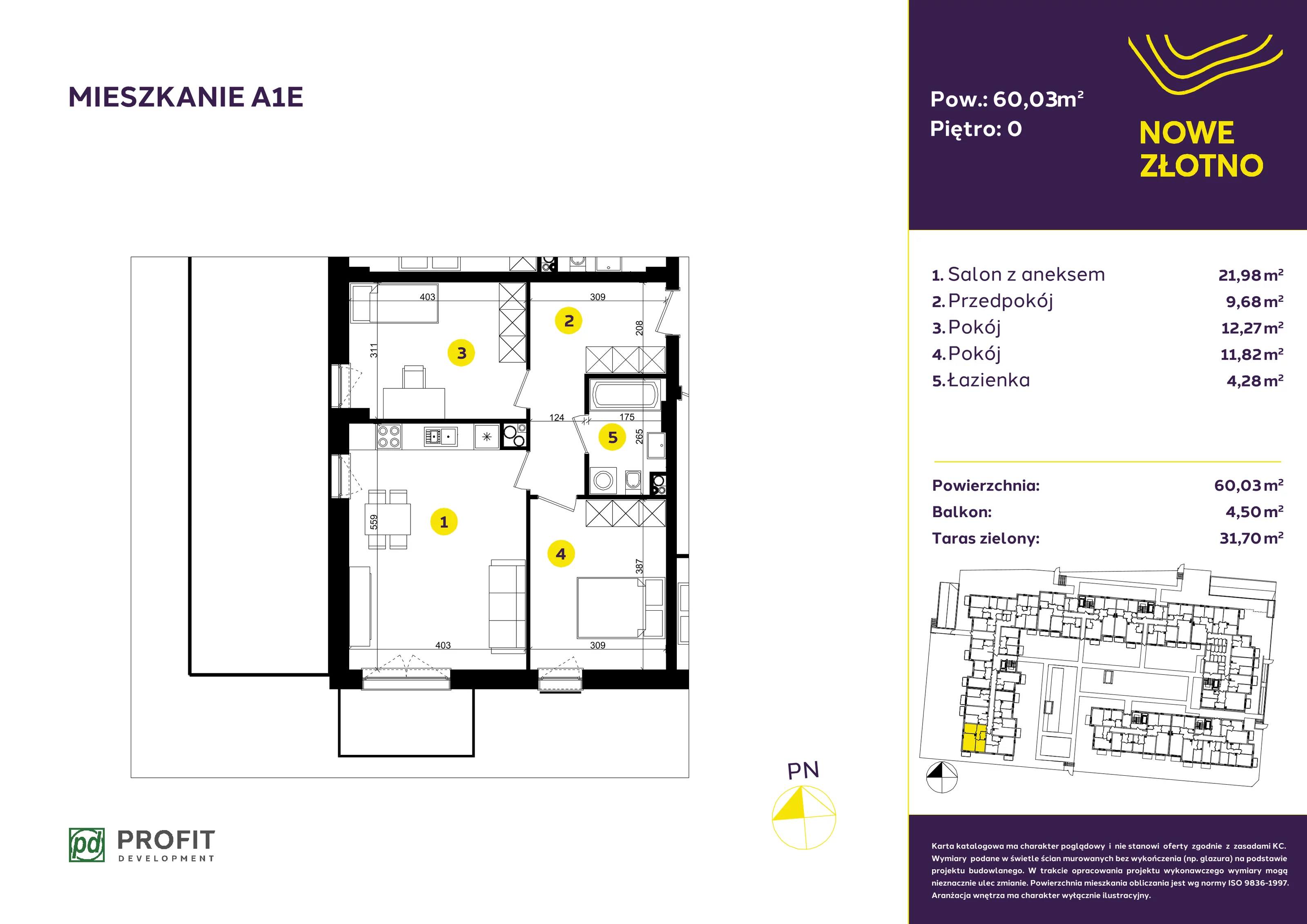 Mieszkanie 60,03 m², parter, oferta nr A-1E, Nowe Złotno, Łódź, Polesie, Złotno, ul. Traktorowa 24