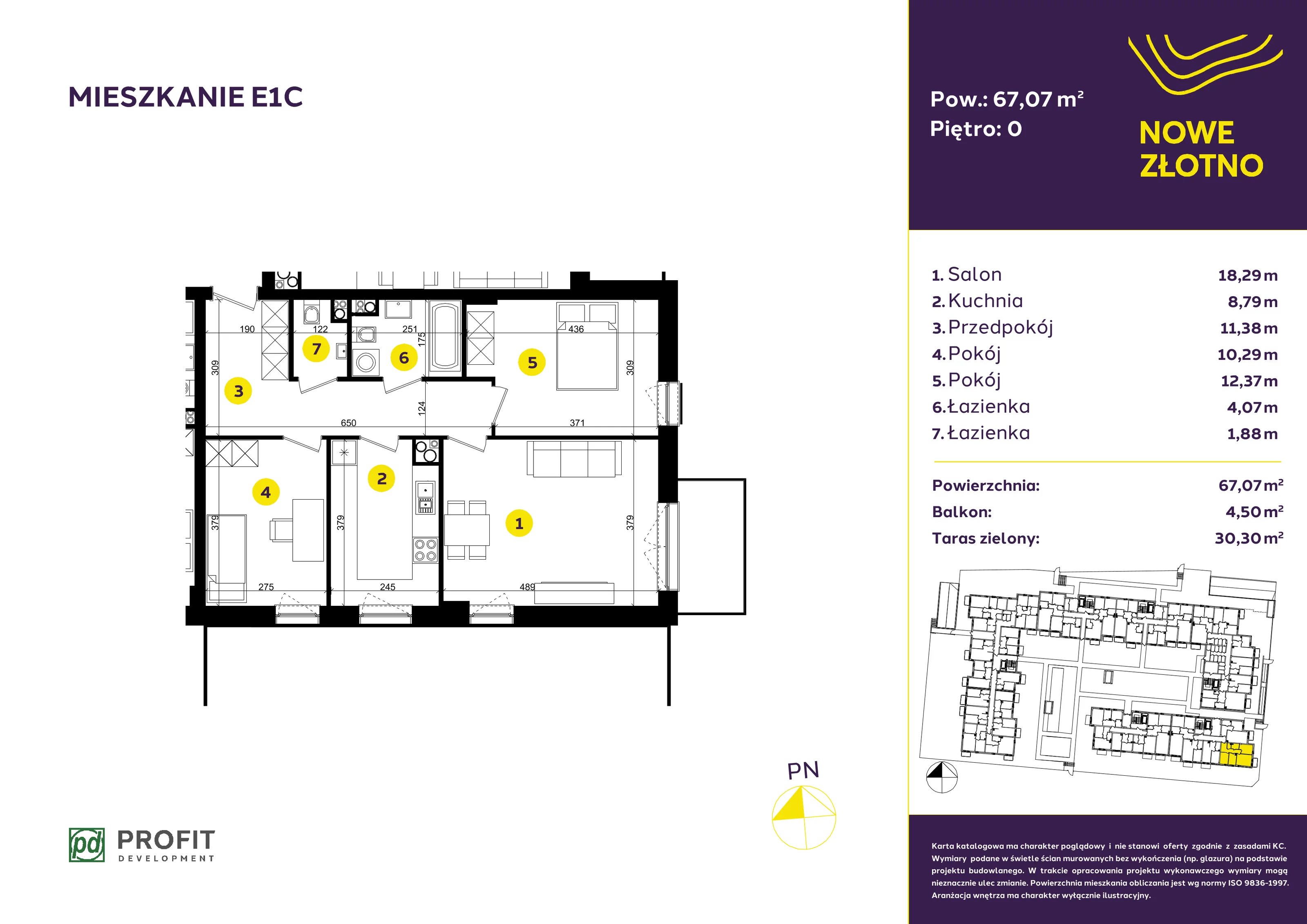 Mieszkanie 67,07 m², parter, oferta nr E-1C, Nowe Złotno, Łódź, Polesie, Złotno, ul. Traktorowa 24