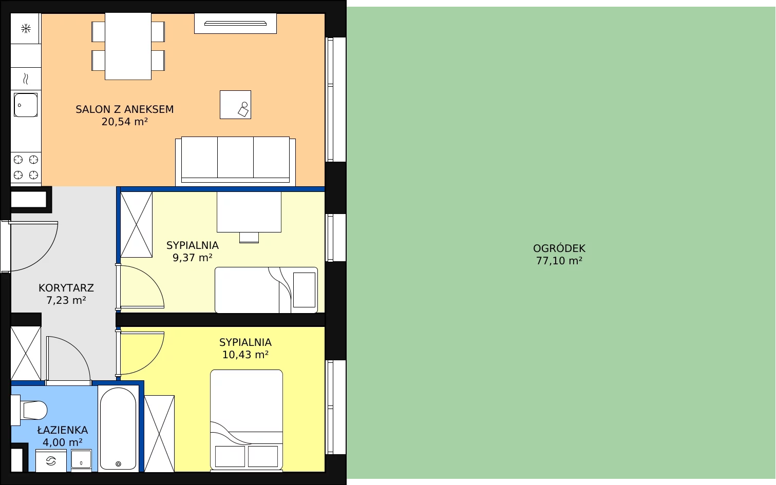 Zalety mieszkania 51.57 m², RD2/A/03