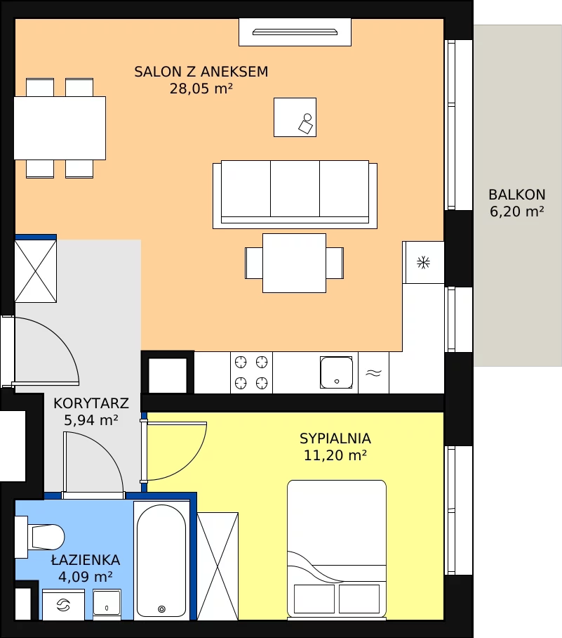 Zalety mieszkania 49.28 m², RD2/A/31