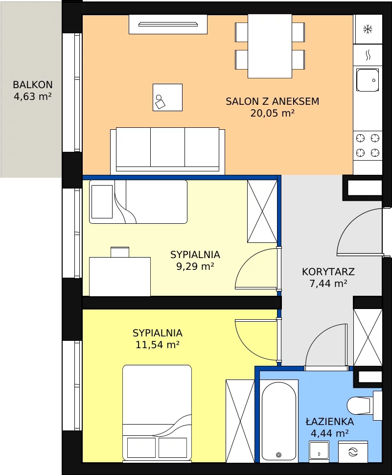 Zalety mieszkania 52.76 m², RD2/A/37