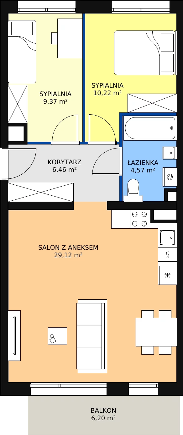 Zalety mieszkania 59.74 m², RD2/B/11