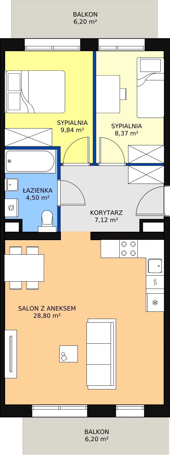 Zalety mieszkania 58.63 m², RD2/B/23