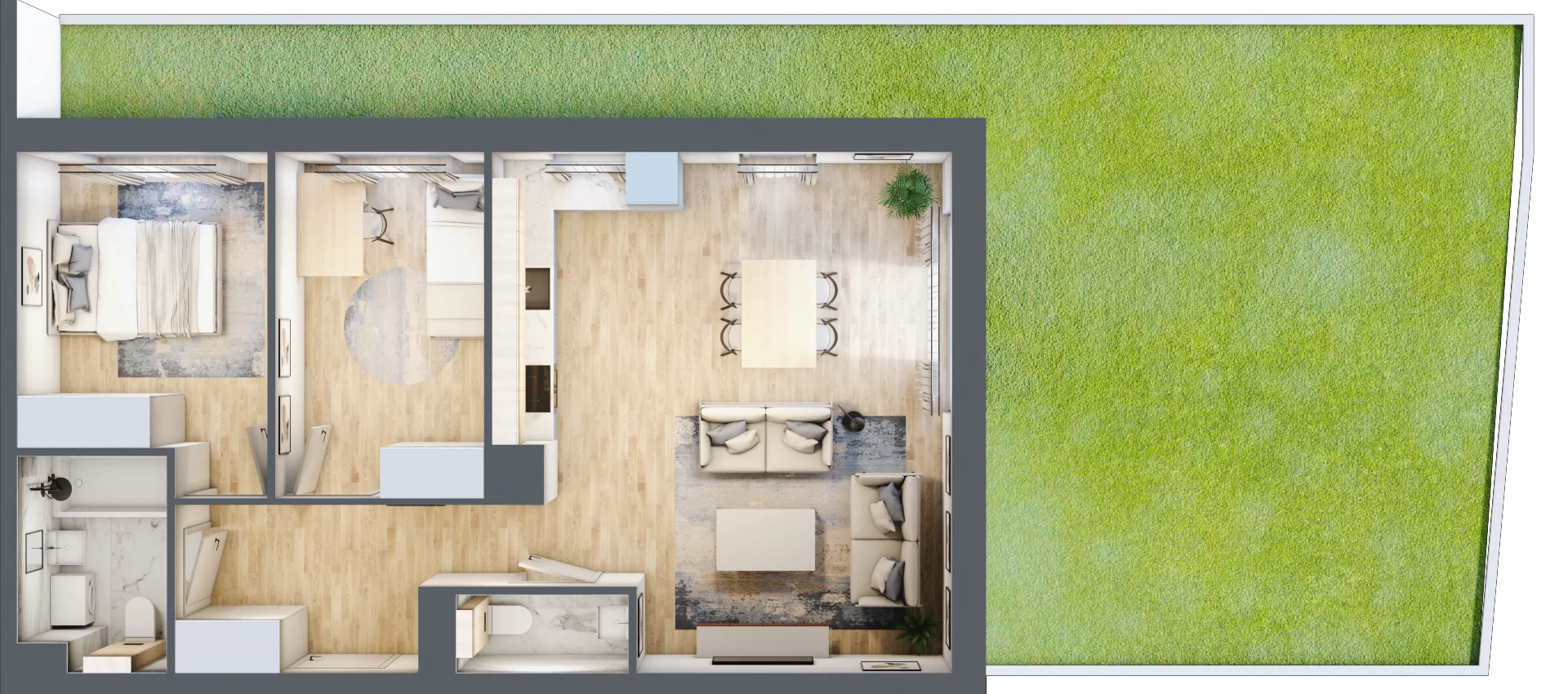 Mieszkanie 61,74 m², parter, oferta nr RD2/C/01, Rędzińska, Wrocław, Maślice, ul. Rędzińska