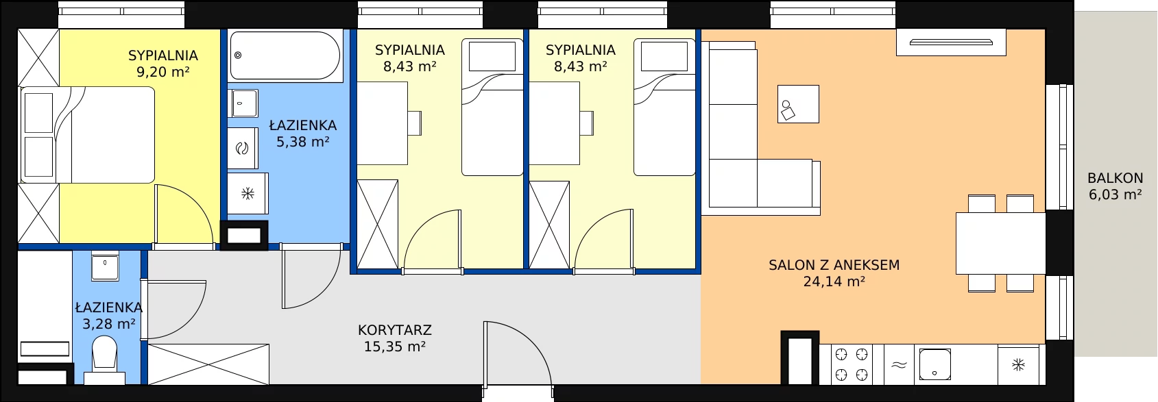 Nowe mieszkanie, 74,29 m², 4 pokoje, 1 piętro, oferta nr RD1/H/12
