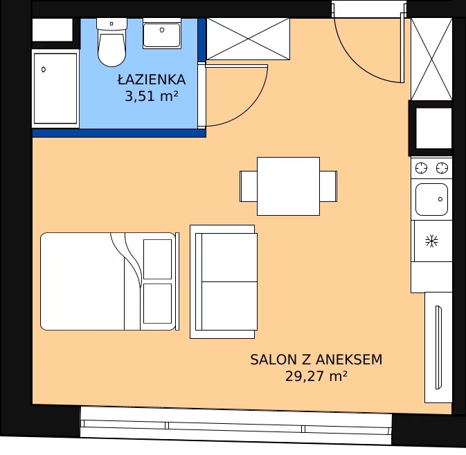 1 pokój, mieszkanie 31,82 m², piętro 1, oferta nr KO1/A/2/5, Konopacka, Warszawa, Praga Północ, Nowa Praga, ul. Konopacka 12