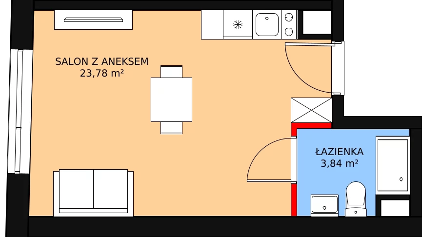 Mieszkanie 27,62 m², piętro 1, oferta nr KO1/A/2/8, Konopacka, Warszawa, Praga Północ, Nowa Praga, ul. Konopacka 12