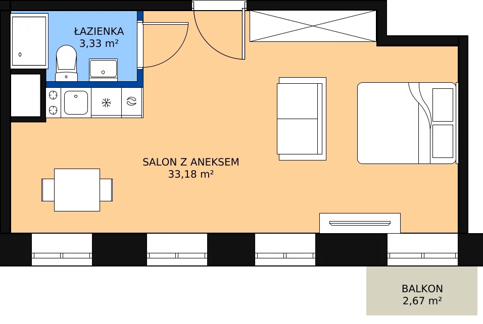 1 pokój, mieszkanie 35,82 m², piętro 3, oferta nr KO1/A/4/35, Konopacka, Warszawa, Praga Północ, Nowa Praga, ul. Konopacka 12