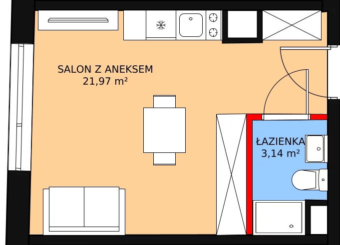 Mieszkanie 25,74 m², piętro 5, oferta nr KO1/A/6/38, Konopacka, Warszawa, Praga Północ, Nowa Praga, ul. Konopacka 12