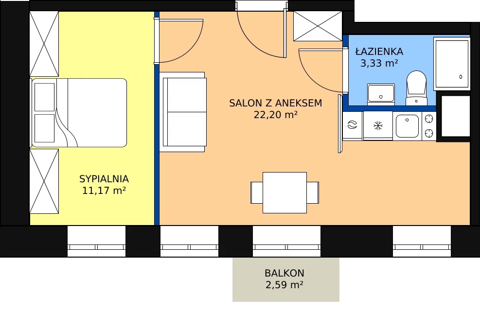 2 pokoje, mieszkanie 36,03 m², piętro 4, oferta nr KO1/A/5/43, Konopacka, Warszawa, Praga Północ, Nowa Praga, ul. Konopacka 12