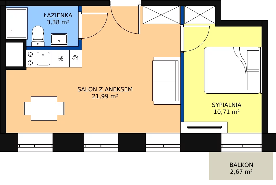 2 pokoje, mieszkanie 35,65 m², piętro 4, oferta nr KO1/A/5/44, Konopacka, Warszawa, Praga Północ, Nowa Praga, ul. Konopacka 12