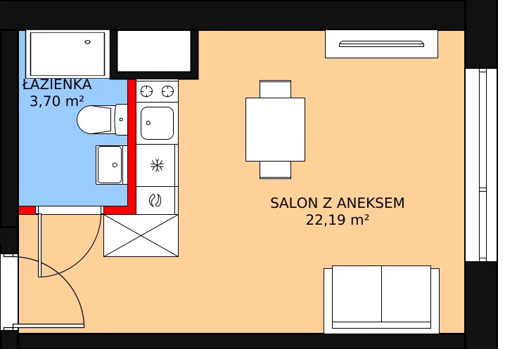 Mieszkanie 25,57 m², piętro 1, oferta nr KO1/B/2/57, Konopacka, Warszawa, Praga Północ, Nowa Praga, ul. Konopacka 12