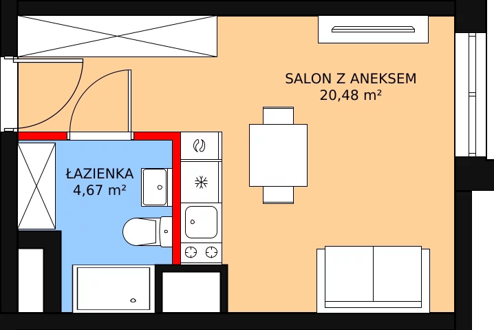 Mieszkanie 25,47 m², piętro 2, oferta nr KO1/B/3/65, Konopacka, Warszawa, Praga Północ, Nowa Praga, ul. Konopacka 12