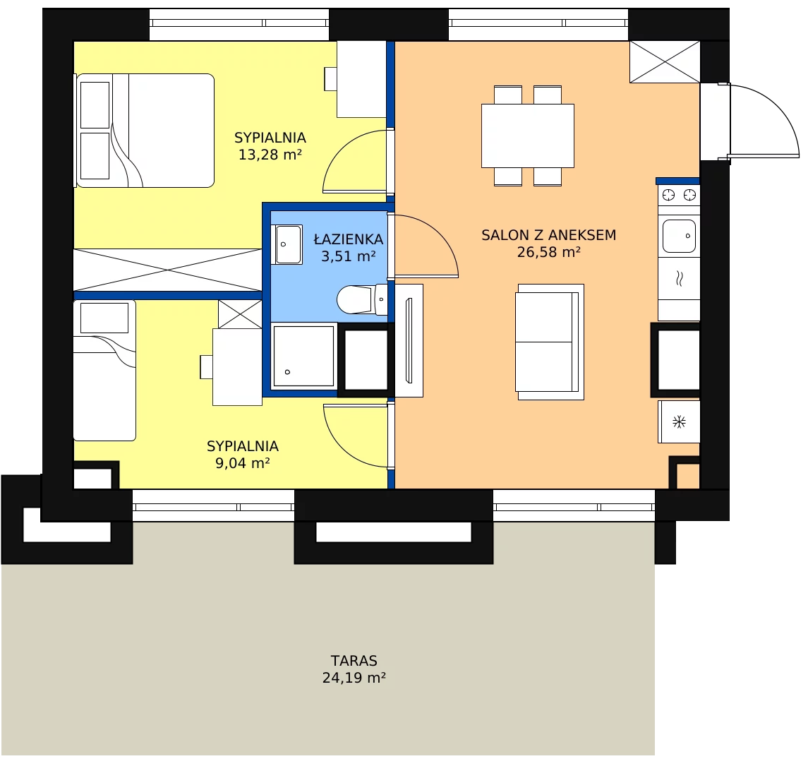 3 pokoje, mieszkanie 51,60 m², piętro 7, oferta nr KO1/B/8/95, Konopacka, Warszawa, Praga Północ, Nowa Praga, ul. Konopacka 12