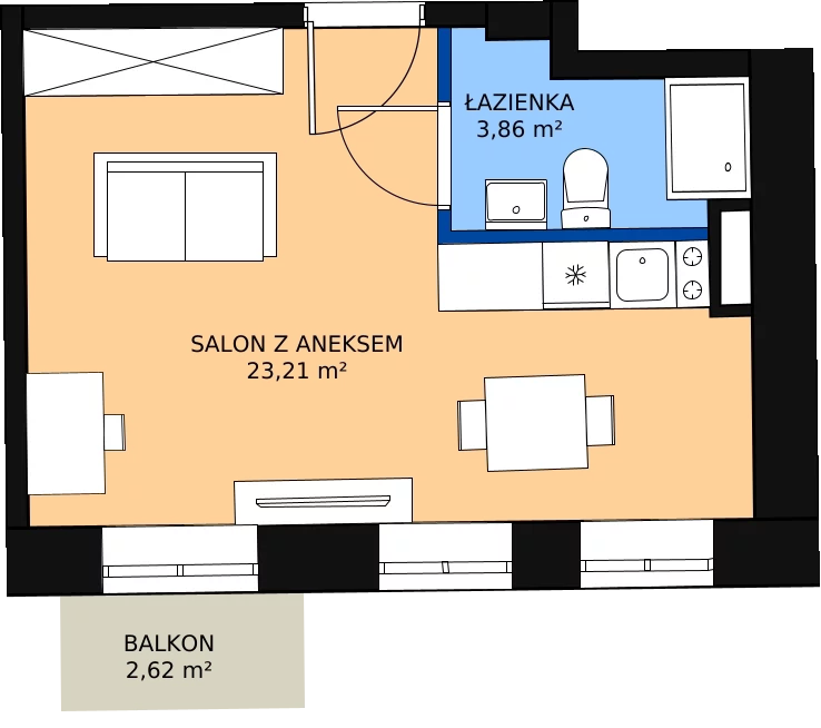 1 pokój, mieszkanie 26,68 m², piętro 4, oferta nr KO1/C/5/133, Konopacka, Warszawa, Praga Północ, Nowa Praga, ul. Konopacka 12