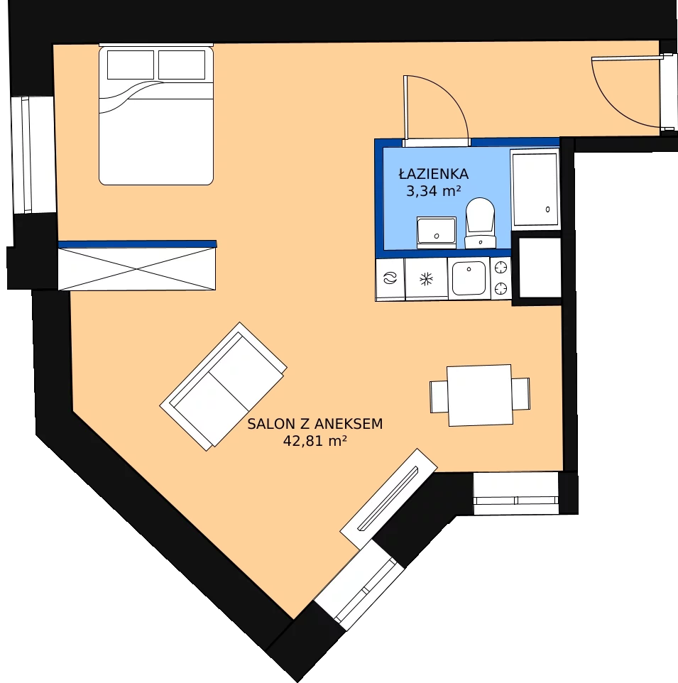1 pokój, mieszkanie 46,16 m², piętro 4, oferta nr KO1/C/5/134, Konopacka, Warszawa, Praga Północ, Nowa Praga, ul. Konopacka 12