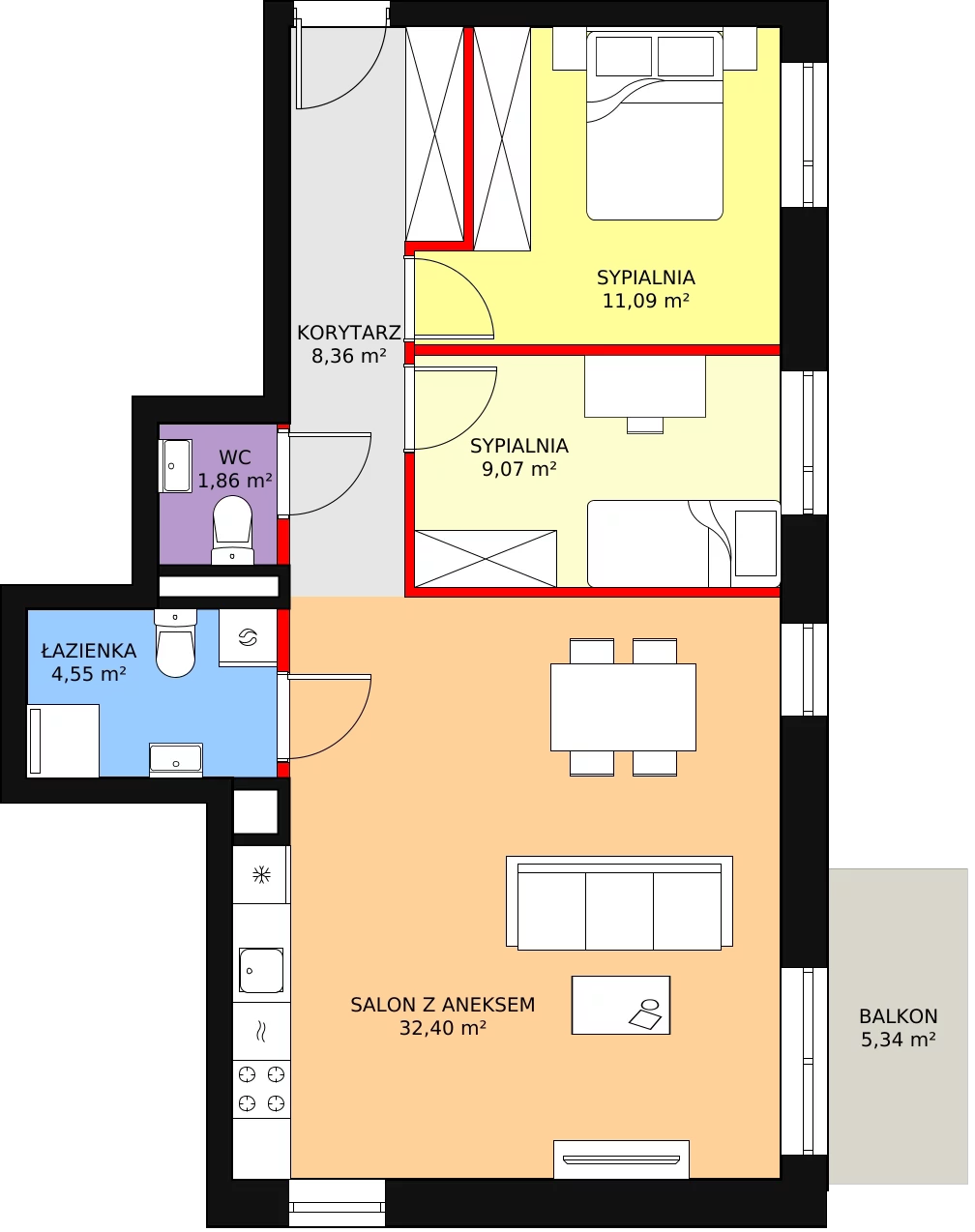 Mieszkanie 67,22 m², piętro 1, oferta nr WI/9/13, Wiaduktowa, Wrocław, Krzyki-Partynice, Krzyki, ul. Wiaduktowa